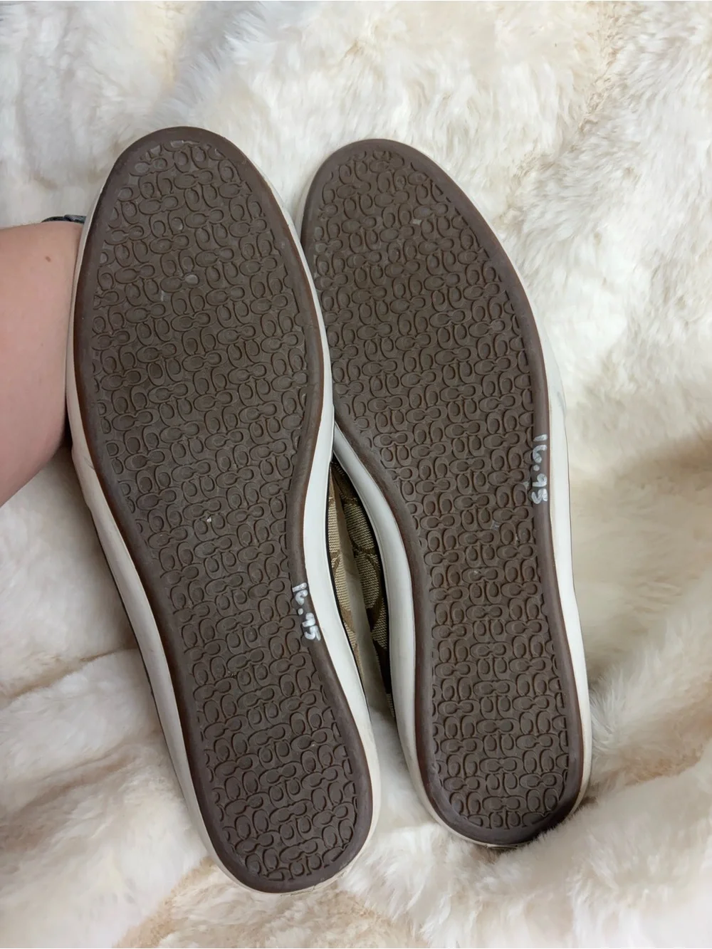 Coach Women Signature Canvas Mary Jane Flats with White Toe